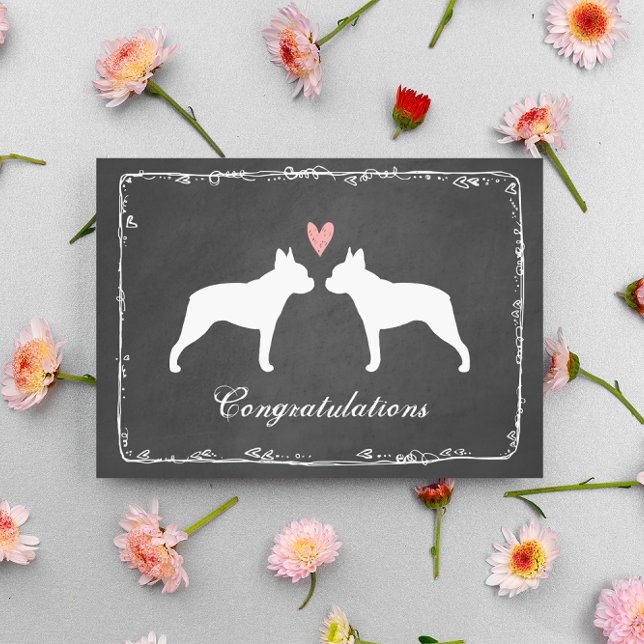 Tarjeta Felicitaciones por la boda de Boston Terriers (Subido por el creador)