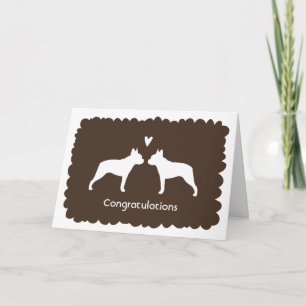 Tarjeta Felicitaciones por la boda de los Boston Terriers