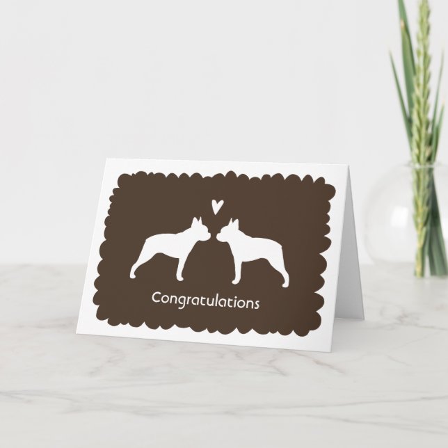 Tarjeta Felicitaciones por la boda de los Boston Terriers (Anverso)