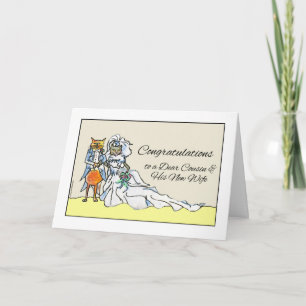 Tarjeta Felicitaciones por la boda del primo y la nueva es