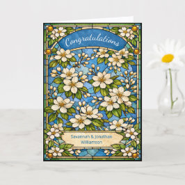 Tarjeta Felicitaciones por la elegante boda floral azul
