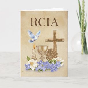 Tarjeta Felicitaciones por la Fe Católica RCIA con Sacrame
