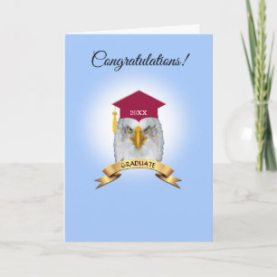 Tarjeta Felicitaciones por la graduación de águila en auto