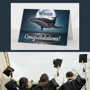 Tarjeta felicitaciones por la graduación de ballena