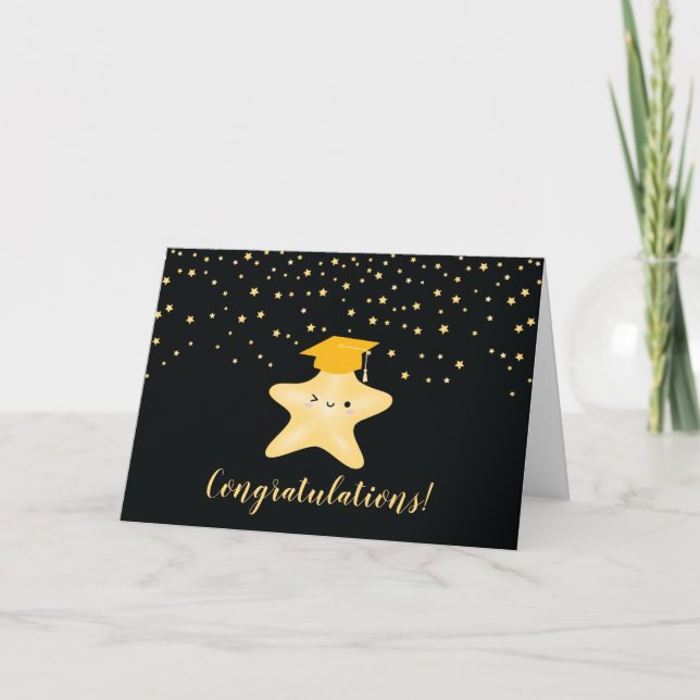 Tarjeta Felicitaciones por la graduación de Black & Gold S (Anverso)
