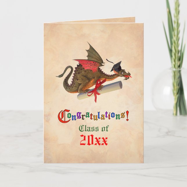Tarjeta Felicitaciones por la graduación de Dragon (Anverso)