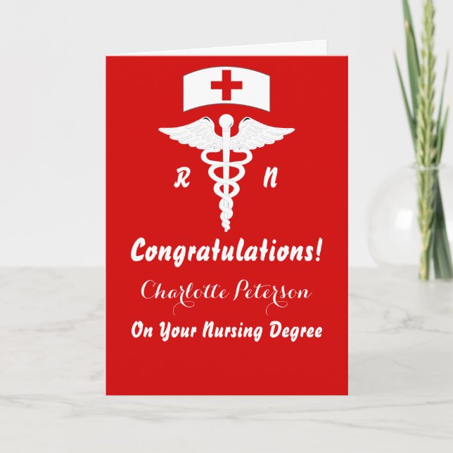 Tarjeta Felicitaciones por la graduación de enfermeras bla (Anverso)
