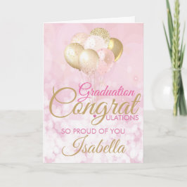 Tarjeta Felicitaciones por la graduación de oro rosa de Gl