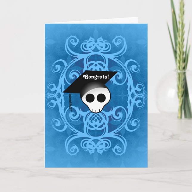 Tarjeta Felicitaciones por la graduación del cráneo gótico (Anverso)