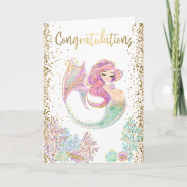 Tarjeta Felicitaciones por la Mermaid Pregnant Gold