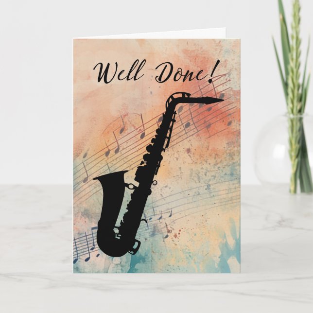 Tarjeta Felicitaciones por la música saxofónica (Anverso)