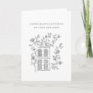 Tarjeta Felicitaciones por la nueva casa vintage monocroma
