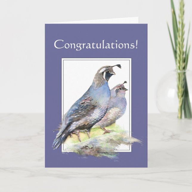 Tarjeta Felicitaciones por las aves de codorniz de Couple  (Anverso)