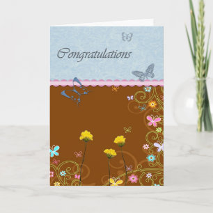 Tarjeta Felicitaciones por las flores de mariposa