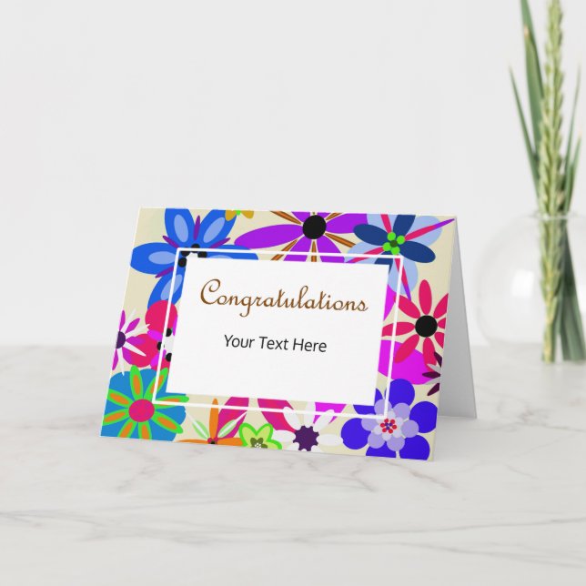 Tarjeta Felicitaciones por las flores geométricas (Anverso)