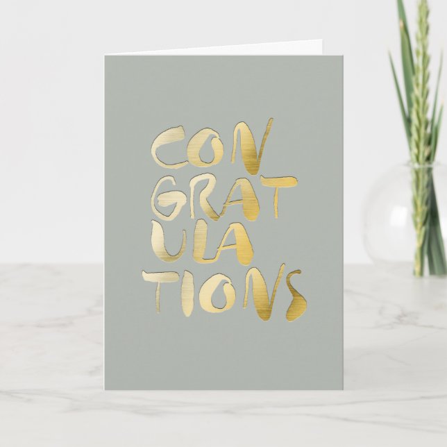 Tarjeta Felicitaciones por las letras de oro grises de Dov (Anverso)