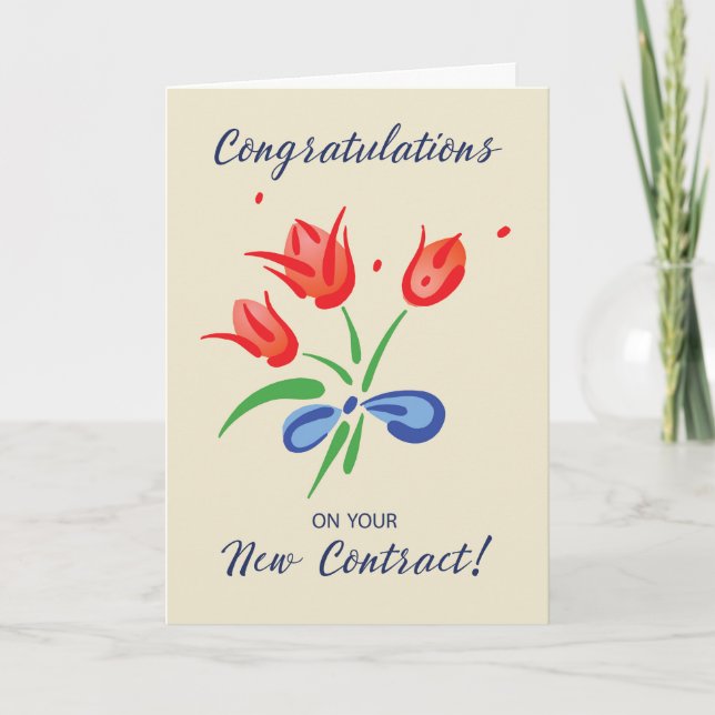 Tarjeta Felicitaciones por las nuevas flores de contrato (Anverso)