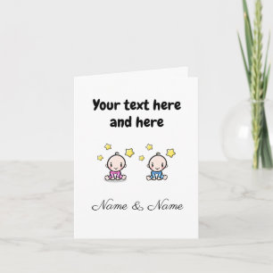 Tarjeta Felicitaciones por los bebés gemelos, niña y niño