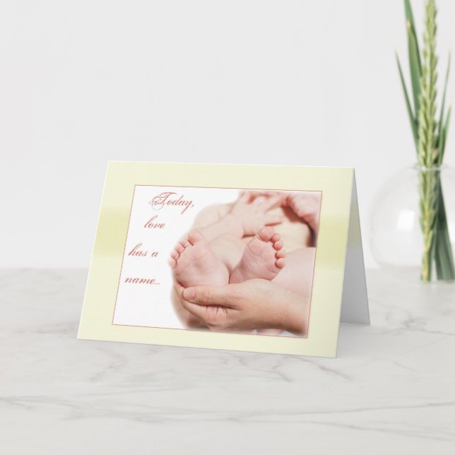Tarjeta Felicitaciones por los pies de bebé (Anverso)