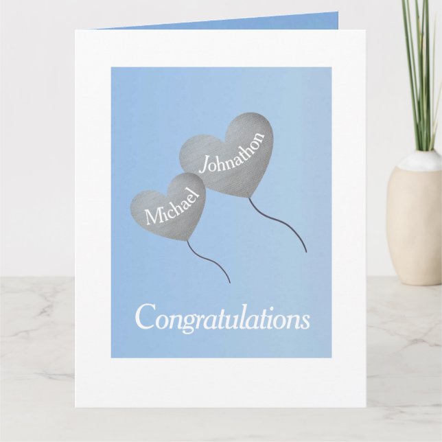 Tarjeta Felicitaciones por nacimiento de gemelos bebé (Anverso)