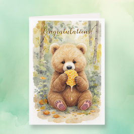 Tarjeta Felicitaciones por Nuevo Bebé Niño Poema Tema Oso