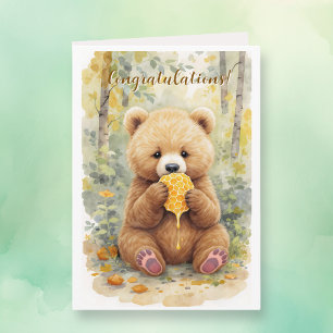 Tarjeta Felicitaciones por Nuevo Bebé Niño Poema Tema Oso