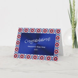Tarjeta Felicitaciones por patrón patriótico Graduación