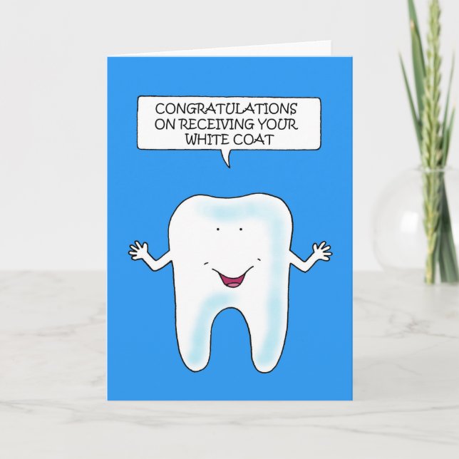 Tarjeta Felicitaciones por recibir Abrigo Blanco Dental (Anverso)