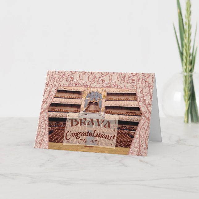Tarjeta Felicitaciones por rendimiento, Brava por mujer (Anverso)
