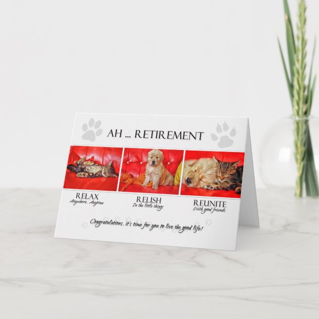 Tarjeta Felicitaciones por retiro divertido para amante de (Anverso)