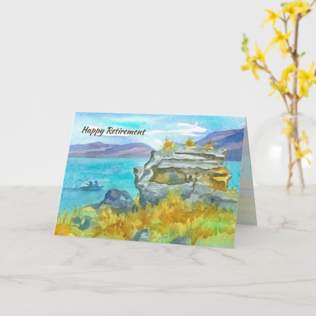 Tarjeta Felicitaciones por retiro por los felices días de  (flor amarilla)