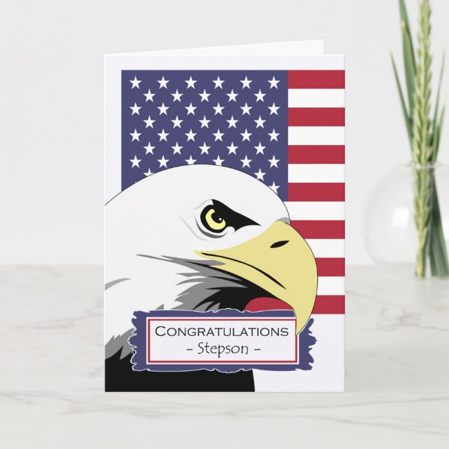 Tarjeta Felicitaciones por Stepson Basic Training Eagle (Anverso)