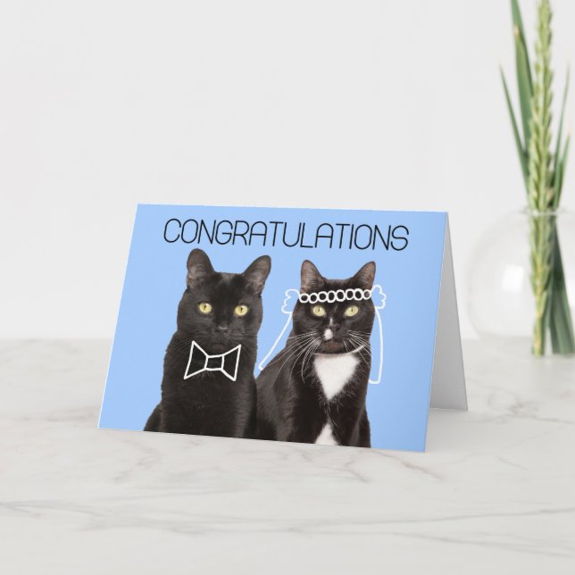 Tarjeta Felicitaciones por su boda Pareja de gato lindo (Anverso)