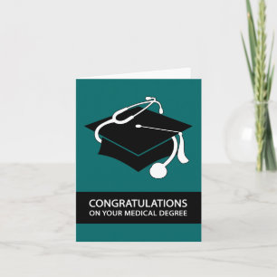 Tarjeta felicitaciones por su título médico: turquesa