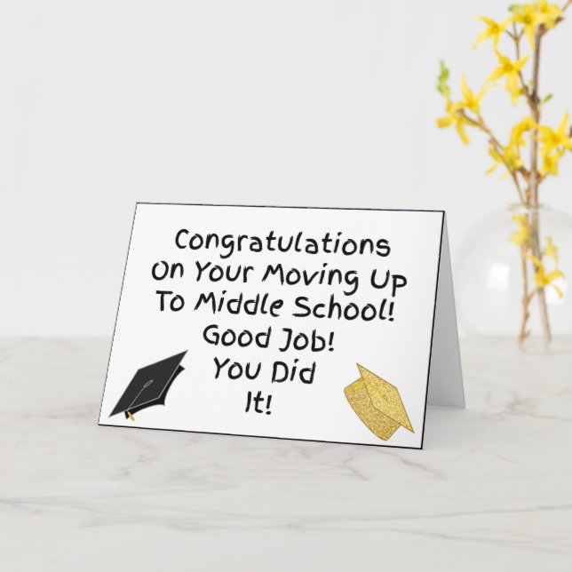 Tarjeta Felicitaciones por subir de graduación a la escuel (flor amarilla)