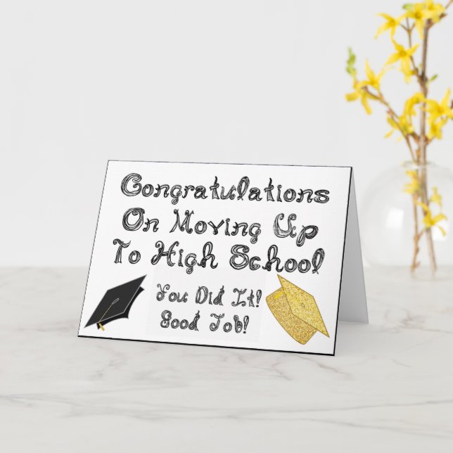 Tarjeta Felicitaciones por subir de graduación a la secund (flor amarilla)