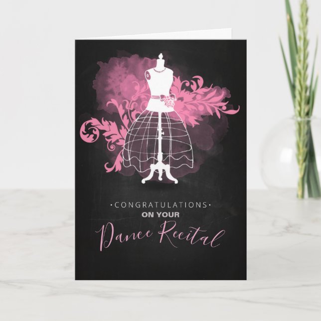 Tarjeta Felicitaciones por tu baile, considerando negro (Anverso)