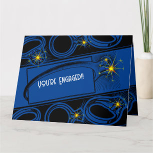 Tarjeta ¡Felicitaciones por tu compromiso! (Azul oscura)