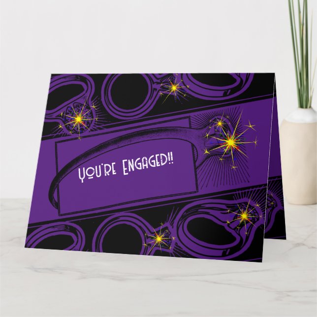 Tarjeta ¡Felicitaciones por tu compromiso! (Morado) (Anverso)