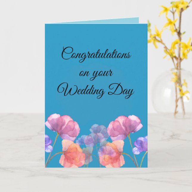 Tarjeta Felicitaciones por tu día de bodas (flor amarilla)