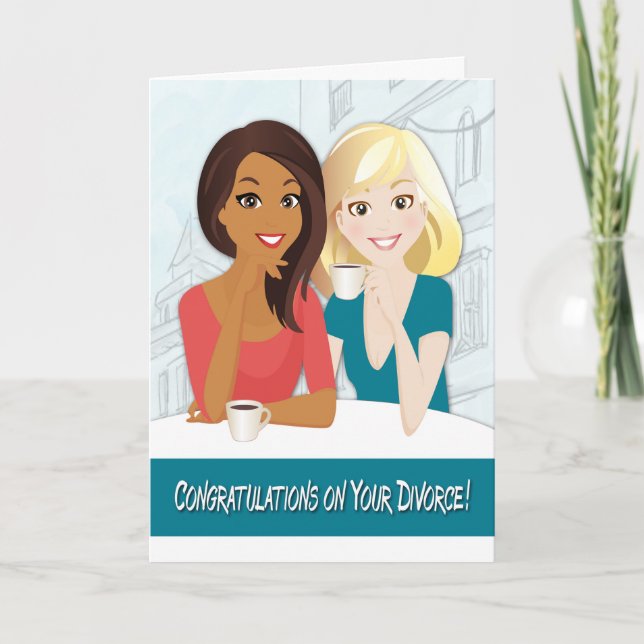 Tarjeta Felicitaciones por tu divorcio con mujeres sonrien (Anverso)
