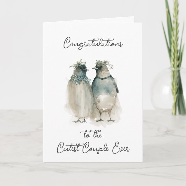 Tarjeta Felicitaciones por tu matrimonio | Pingüinos Cute (Anverso)