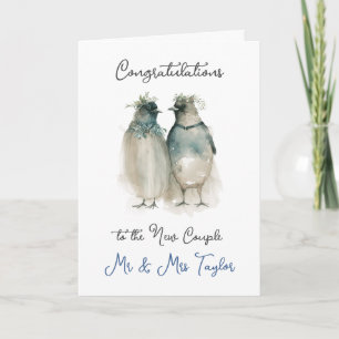 Tarjeta Felicitaciones por tu matrimonio   Pingüinos Cute
