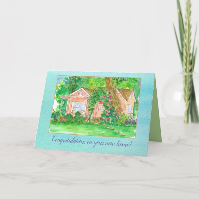 Tarjeta Felicitaciones Por Tu Nueva Acuarela Hogar (Anverso)