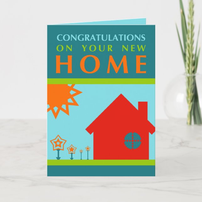 Tarjeta felicitaciones por tu nuevo hogar (formas de crayo (Anverso)