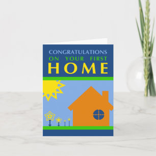 Tarjeta felicitaciones por tu primera casa : formas pop