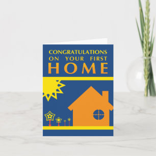 Tarjeta felicitaciones por tu primera casa : formas pop