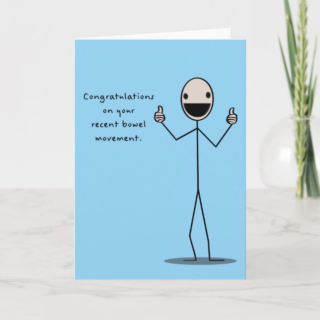 Tarjeta Felicitaciones Por Tu Reciente Movimiento Bowel (Anverso)