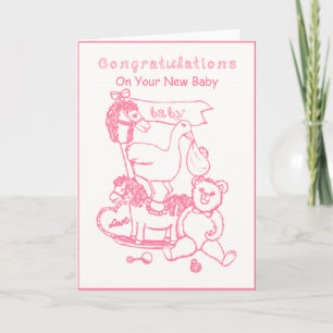 Tarjeta Felicitaciones Por Tus Juguetes De Enfermería Rosa