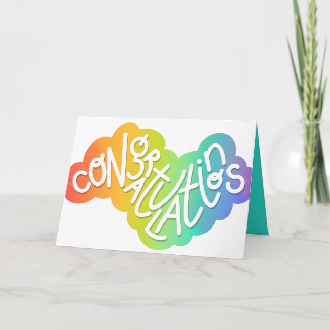 Tarjeta Felicitaciones Rainbow Quirky Font (Anverso)